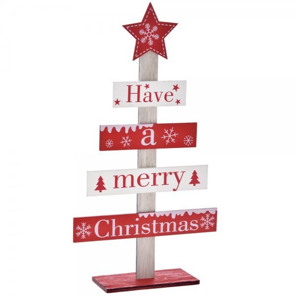 Χριστουγεννιάτικο Ξύλινο Δεντράκι με Ευχές (30cm)